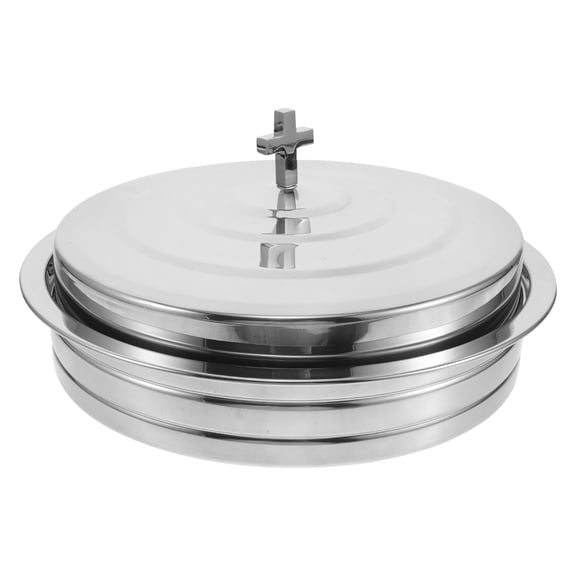 Worgeous Stainless Steel Communion Bread Tray Plate With Cover Suitable For Church Supplies Christmas Parties Large Weddings And Thanksgiving Dinner