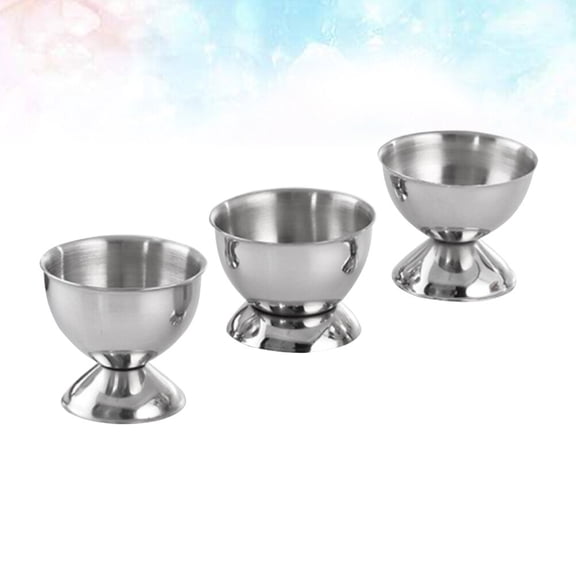 Stainless Steel Egg Cup Set of 3 for Kitchen Use Stylish Modern Design Silver Color