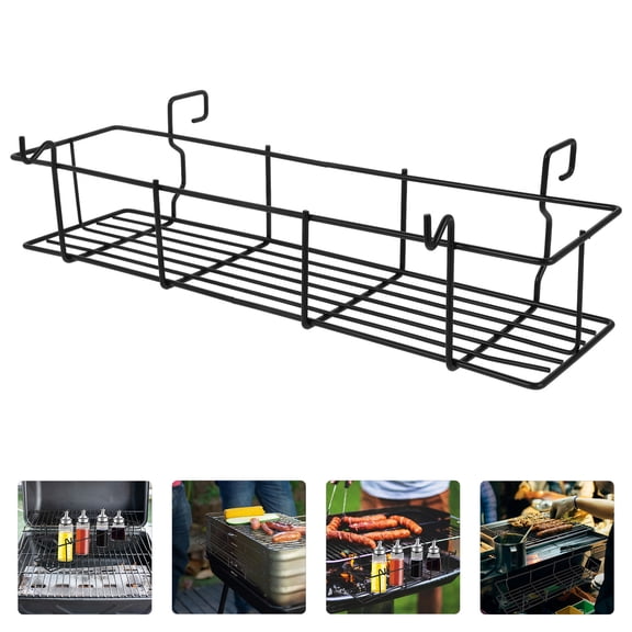 Worgeous Stainless Steel Grill Storage Rack Barbecue Grill Side Basket Hanging Organizer Holder for Picnic