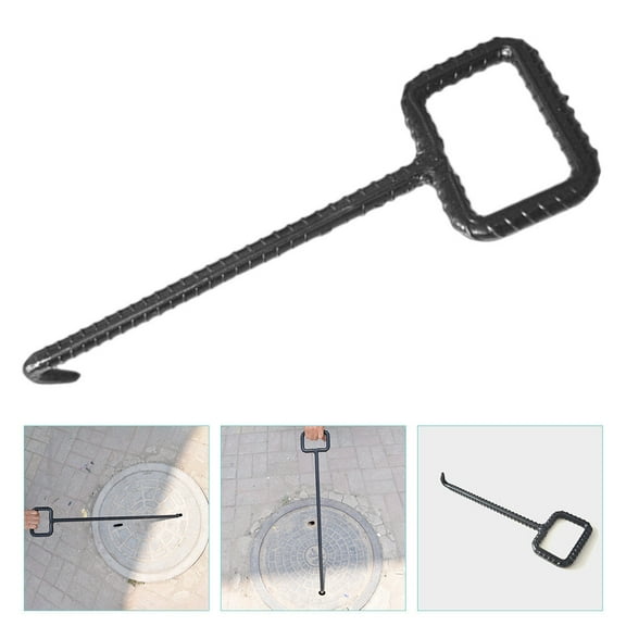 Raindrops Manhole Cover Hook Steel 1Set 16.5x5.1x2in