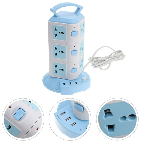 Worgeous Strip Vertical Multi Sockets Universal Outlets Plug Socket with USB Ports (US Plug)