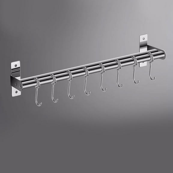 Worgeous Sturdy Stainless Steel Wall Mount Storage Rack for Kitchen Cookware No Punching Required 50cm Silver