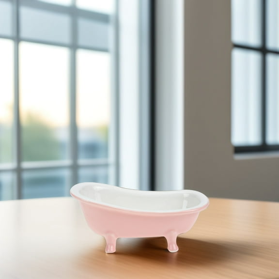 SWETRACE Bathtub Shaped Flower Pot Pink Ceramic 1Set 6.3x3.5x2.8in