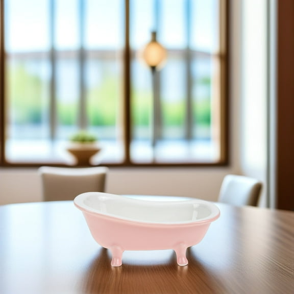 CIMAXIC Decorating Garden Bathtub Shape Flower Pot Ceramic Pink 1Pack