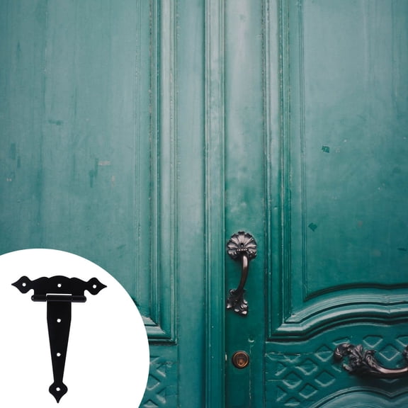 Worgeous T Strap Hinge for Door Made of Iron Black Color Easy to Install 8 Positioned Screw Holes