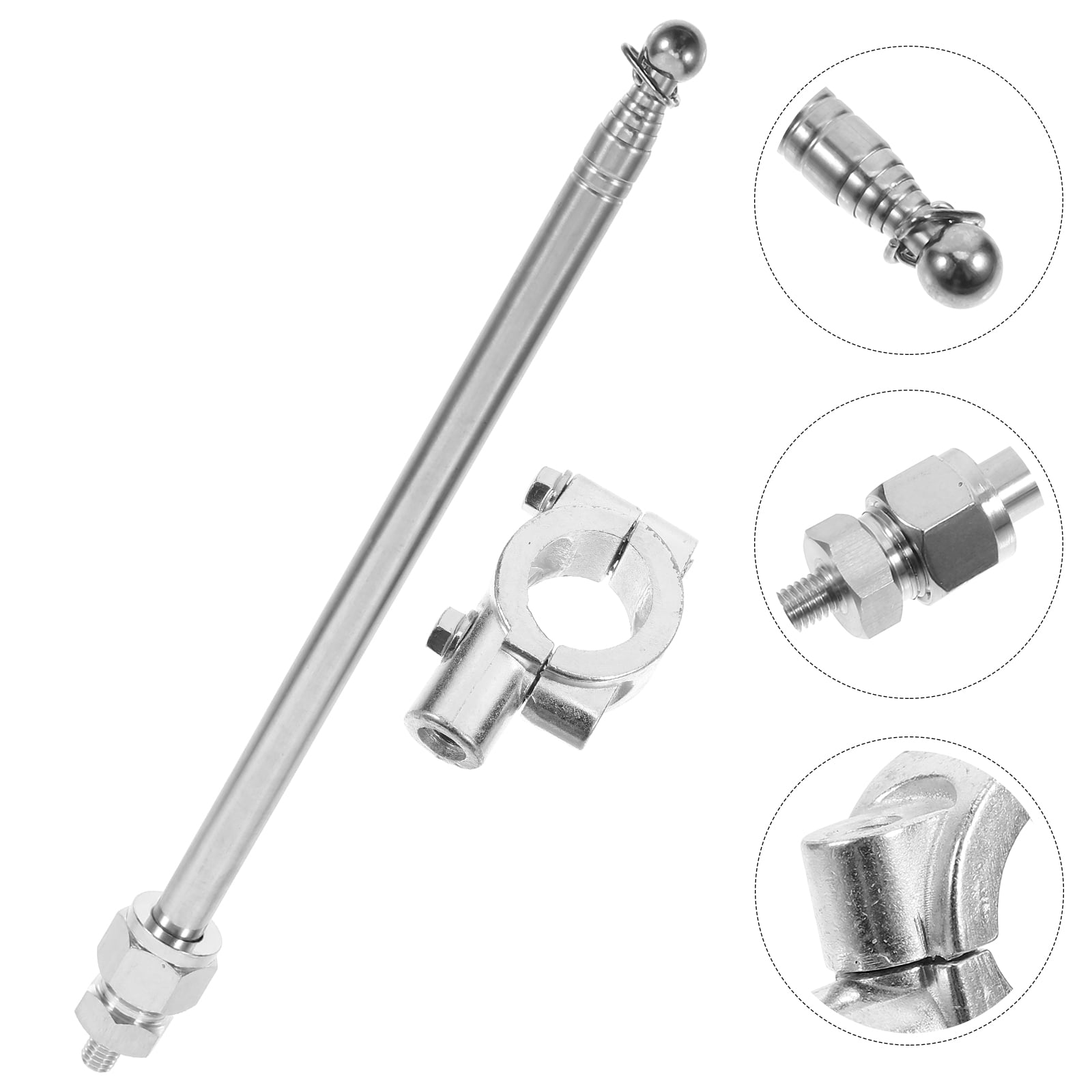 Worgeous Telescopic Flagpole Motorcycle Mounts Dirt Bike Holder Travel Dad Silver