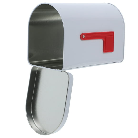 Worgeous Tinplate Mailbox Galvanized Steel Small Mailbox Ideal For Secure Mail Storage Heavy Duty Construction Mailbox Toy With Raised Signal Flags White