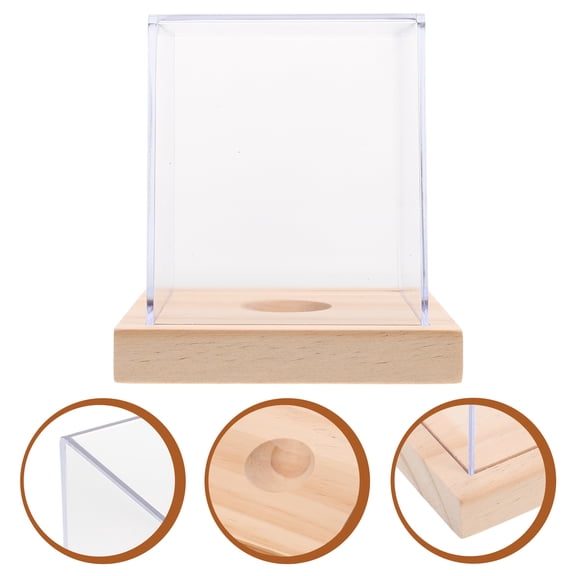 Worgeous Transparent Softball Display Case with Wooden Base for Storage Acrylic Construction Versatile Usage 7.5 Inches