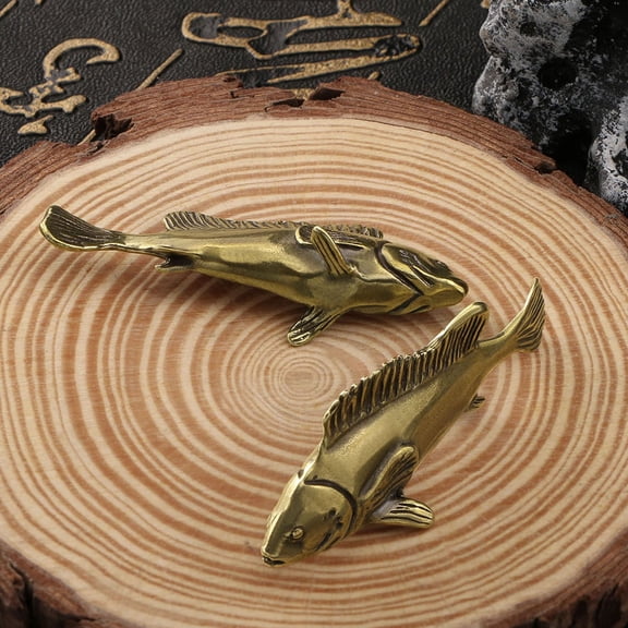 Worgeous Vintage Copper Ornaments Fish Sculpture Office 5.60X2.00X0.80CM Light Brown