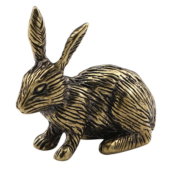 Worgeous Vintage Decor Vintage Decor Desk Topper Chinese Zodiac Rabbit Mini Statue Vintage Brass Bunny Model Desktop Rabbit Craft Ornament Spring Easter Rabbit