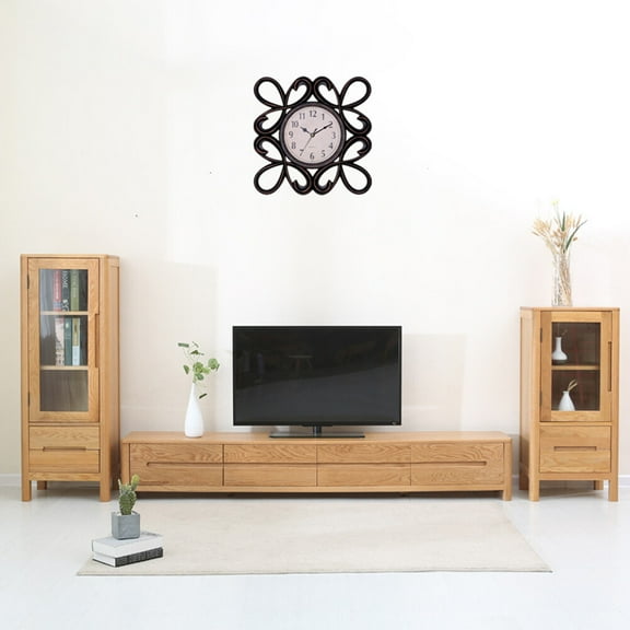 Worgeous Vintage Dial Clock European Hollowed-out Silent Clock 3D Large Decorative Wall Clock for Living Room Bedroom Kitchen(Black)