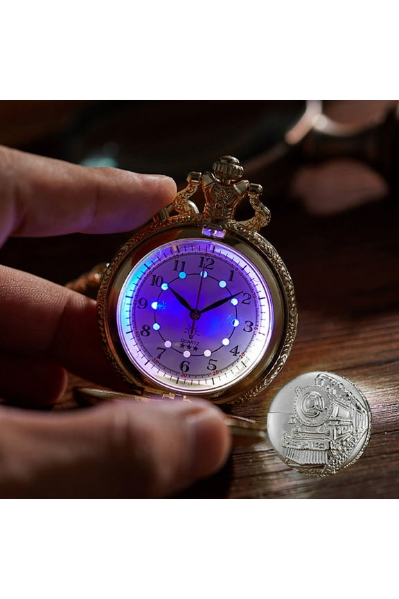 Vintage Glowing Pocket Watch Pocket Watch Locomotive Women's 42X5CM Silver