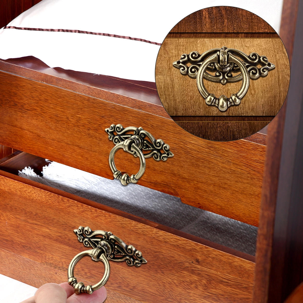 Worgeous WINOMO 10pcs Vintage Kitchen Cabinet Cupboard Dresser Door Drawer Handles Knobs (Antique Brass)