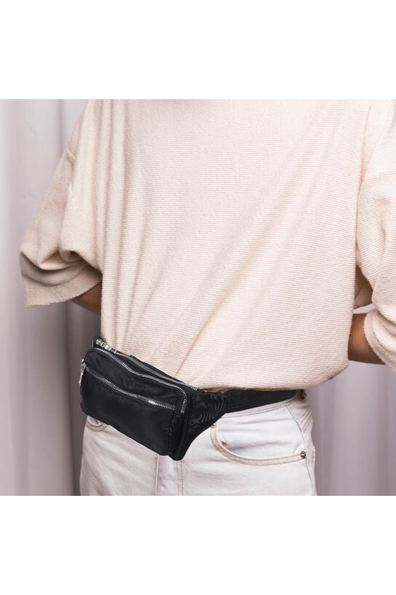 Waterproof Fanny Pack Sports Bag Backpack Travel Waist Belt Man Black