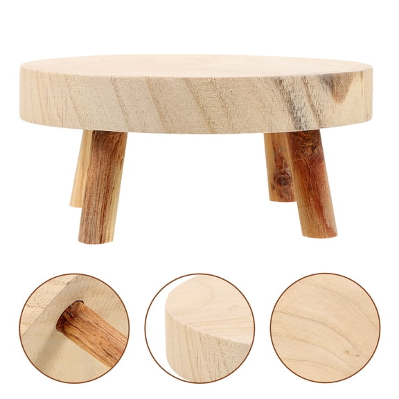 RENACLIPY Wooden Cake Stand and Fruit Display Stool, Wood Serving Tray for Kitchen and Parties, 1 Set