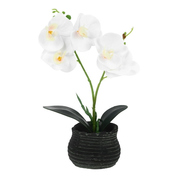 Worgeous White Artificial Phalaenopsis in Pot Made of Silk Cloth and Cement for Home Decoration Lifelike