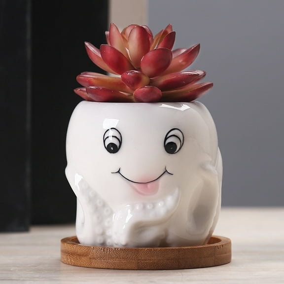 Worgeous White Ceramic Planter for Succulent Desk Decoration with Durable Ceramic Material 3.5 Inch