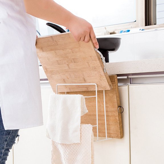 Worgeous White Iron Chopping Board Holder Double Layer Kitchen Storage Rack for Convenient Organization