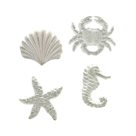 Worgeous White Iron Door Knob with Marine Animal Theme for Door 4 Pieces 2.36 Inches