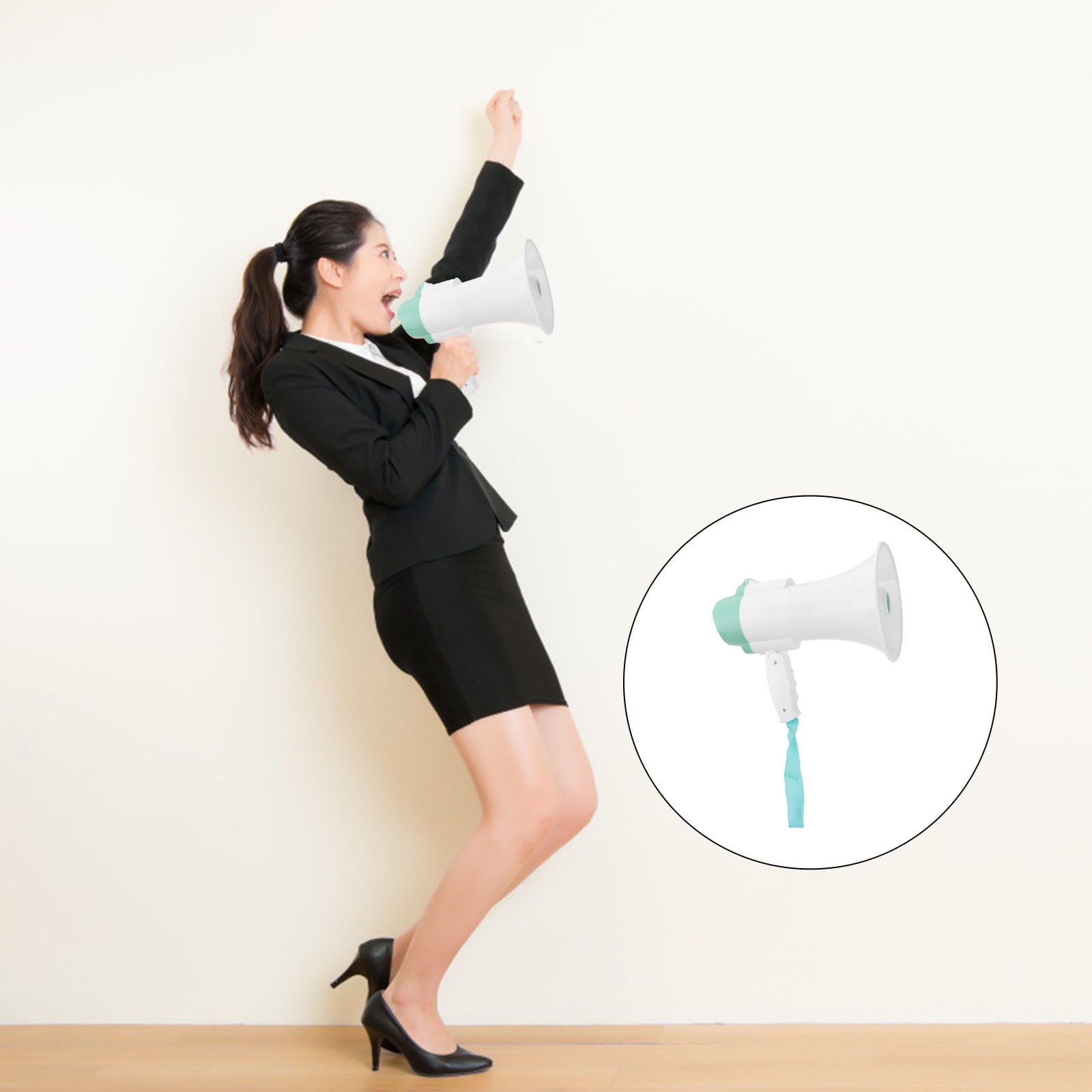 Worgeous White Plastic Bullhorn Microphone for Sound Amplification with Clear Voice and Alarm Function 5 Hours Playtime