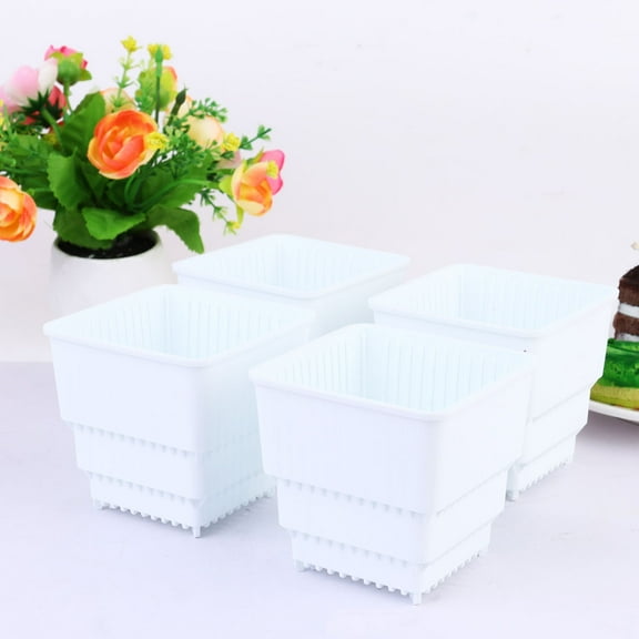 Raindrops Plastic Flowerpots Planter Box White 1 Set 11.8x5.9x3 In