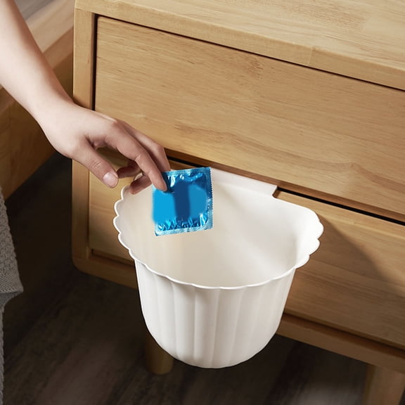 Worgeous White Plastic Hanging Trash Can for Home Use Sturdy and Compact Size Fits Most Cabinet Doors 4.7 Inches