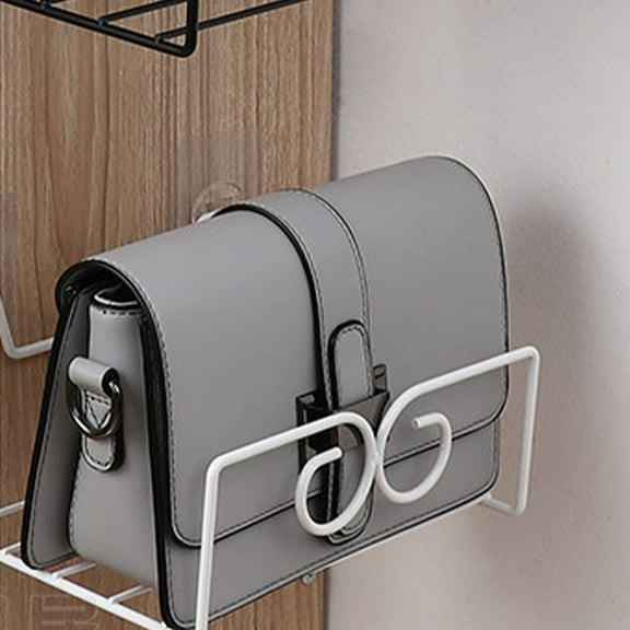 Worgeous White Punch Free Handbag Storage Rack Minimalist Iron Wall Hanging Shelf for Bedroom Living Pieces