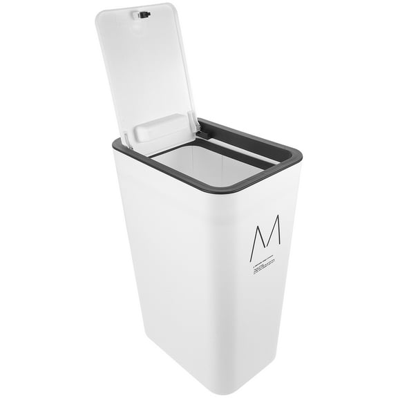 Worgeous White Trash Can with Lid for Storage Made of PP Material Lightweight and Stable 13.8 x 10.2 x 15.6 Inches