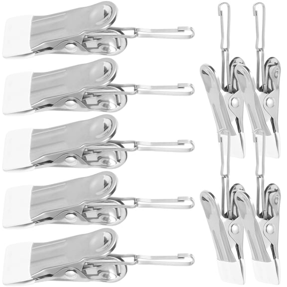 RENACLIPY Set of 20 White Windproof Metal Clothes Pegs with Strong Grip for Laundry, Clothesline Clips