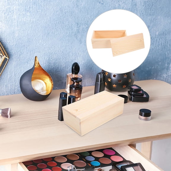 Worgeous Wooden Box with Slide Lid for DIY Craft and Storage Beige Unfinished Pine Wood Compact Size