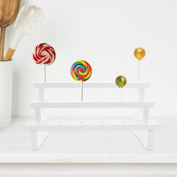 Worgeous Wooden Display Shelf White Wood Tiered Design for Storage Use Stable Structure 7.5 Inches