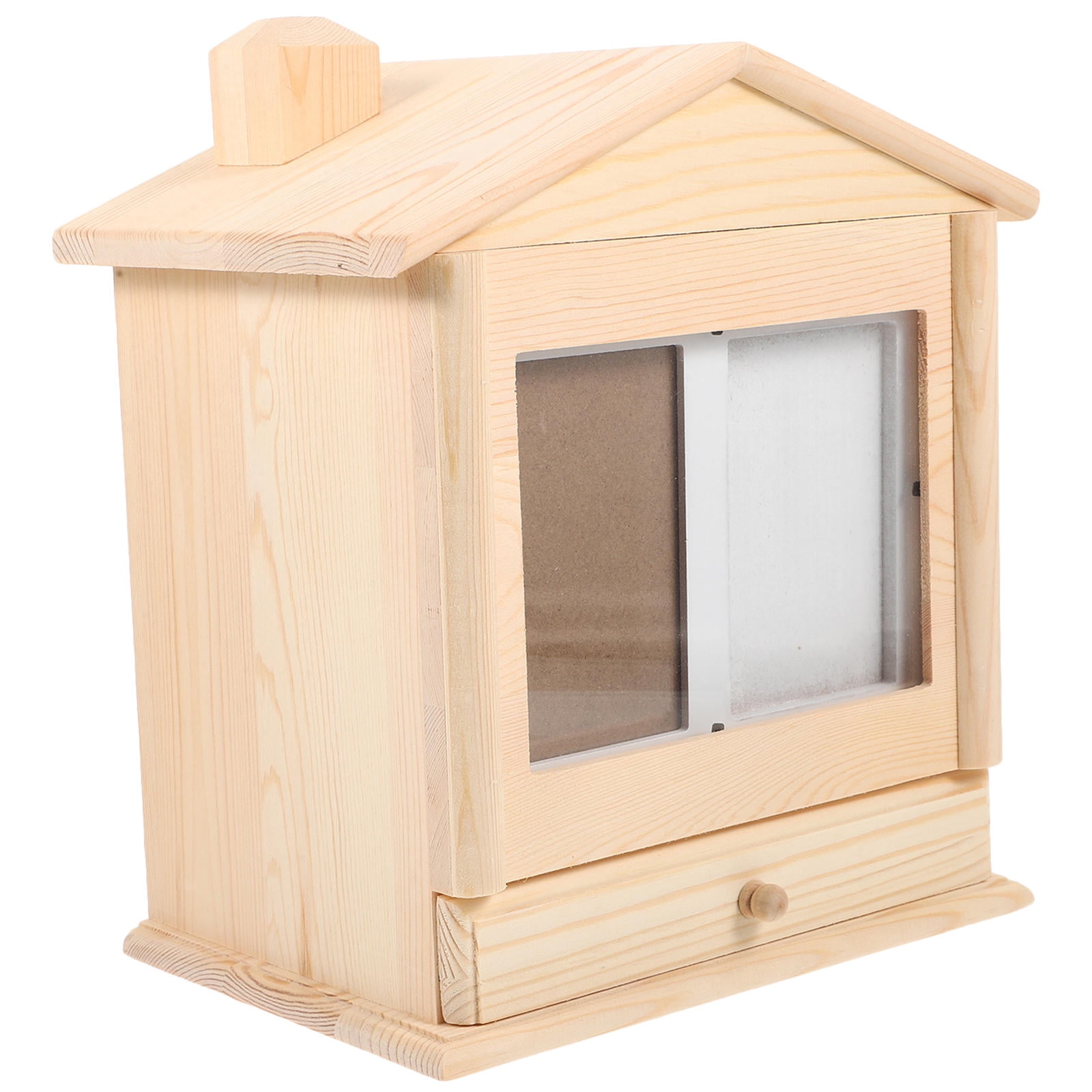 WHAMVOX Wooden Pet Urn for Ashes Brown Small House Design Memorial Keepsake 7x5 Inches