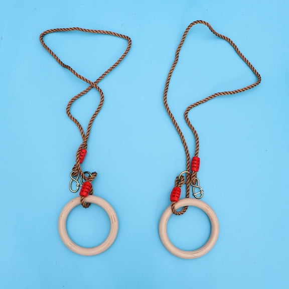 Worgeous Wooden Gymnastic Rings with PP Rope for Full Body Workout and Fitness Use 1 Pair