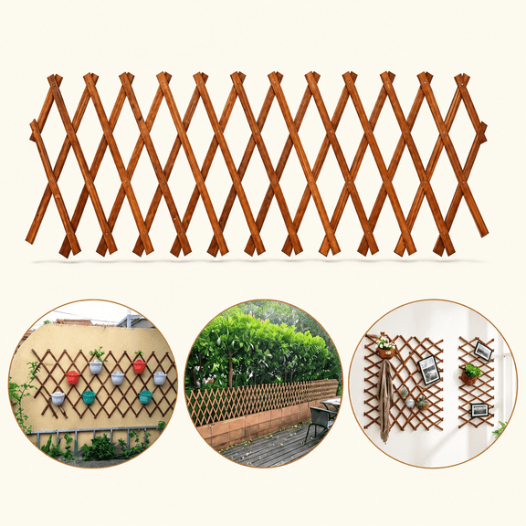 Wooden Expandable Trellis, Lattice Wall Grid for Climbing Plants, Balcony Patio Decor
