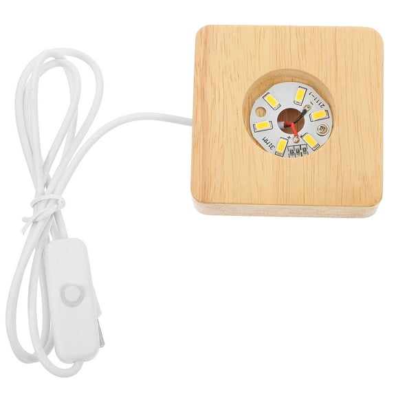 WHAMVOX Wooden LED Base Lighted Display Stand for Crystal Ball and Glass Arts with Beige Finish 6.5 inches