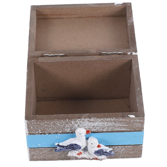 KHBUAB Nautical Wooden Storage Box Handcrafted Brown Ocean Style Treasure Chest