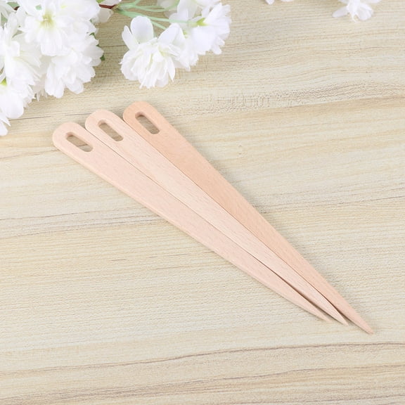 Worgeous Wooden Weaving Needle for DIY Crafts with Smooth Surface and Durable Beige Plastic Design 2 Sizes