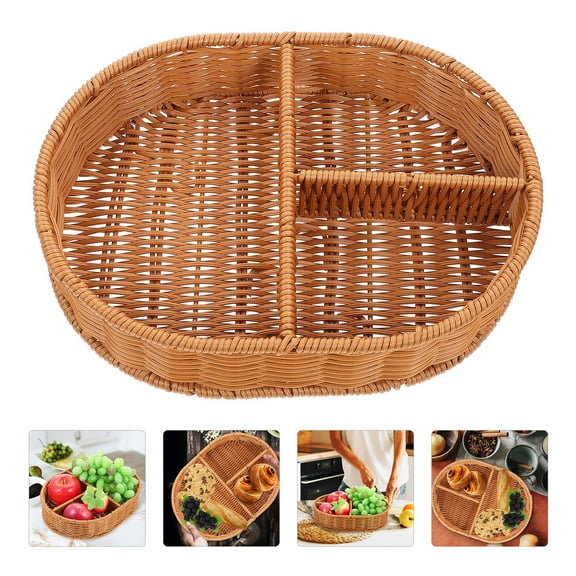 Worgeous Woven Fruit Basket Tiered for Countertop Light Brown