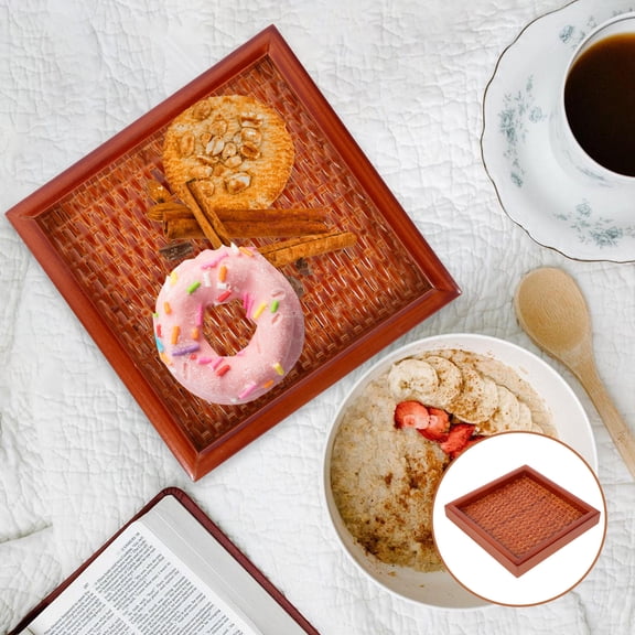 Worgeous Woven Plate Fruit Plate Multipurpose Fruit Tray Pastoral Style Serving Tray Snacks Plate