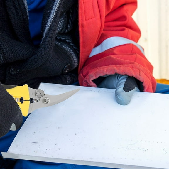 Worgeous Yellow Laborsaving Metal Sheet Scissors with Safety Fastener Made of Stainless Steel for Cutting Use