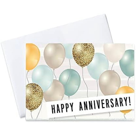 Work Anniversary Cards with Envelopes for Employees (Balloons) Bulk 25 Pack Appreciation Greeting Card Set for Business - 5x7 Inch Office, Work, Coworkers & Team (A2003)$$Office