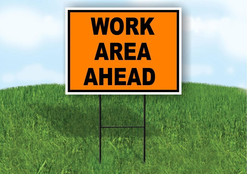 Work Area Ahead Construction Orange Black Yard Sign Road Sign ...