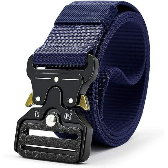 Work Belts for Men, Tactical Belts, Nylon Adjustable Durable Strong Load-Bearing Capacity Belts, Military Style Work Hiking Web Gun Belt with Heavy Duty Quick Release Metal Buckle, Navy Blue