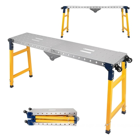 Work Bench, Folding Work Platform, Heavy Duty Steel Construction Workbench and Welding Table with Folding Legs, 1100 lbs Load Capacity, Carbon Steel Frame for Painting