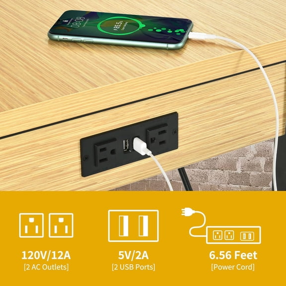 Work Benches for Garage 60" x 24" Work Table w/Outlets, Tool Bench Garage Workbench Husky Workbench 1600 LBS Load Capacity with Wheels for Workshop, Office, Home, Outdoor$$Tools & Hardware Other