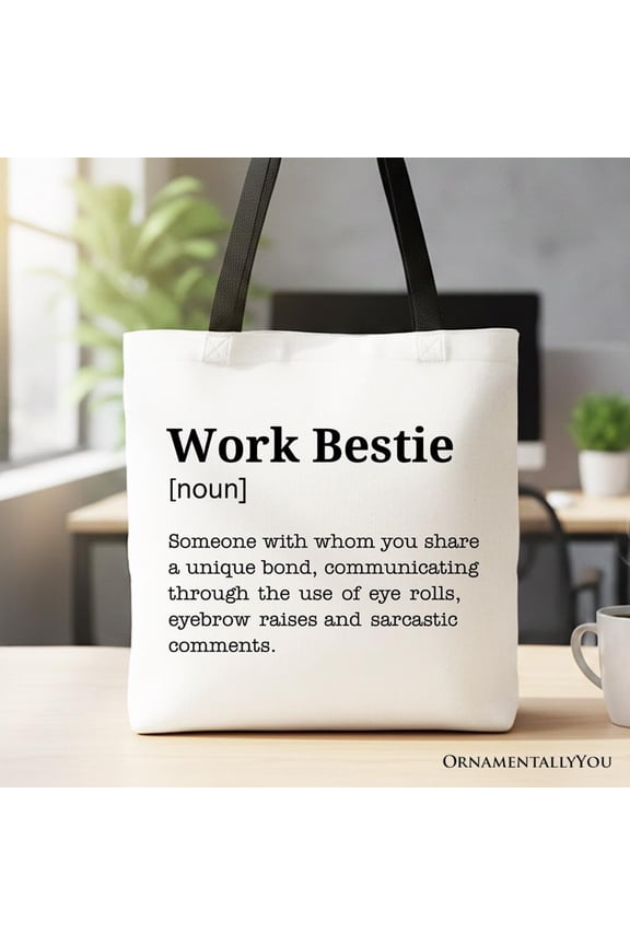 Work Bestie Definition Canvas Tote Bag, Funny Gift Shopper for Office Best Friends