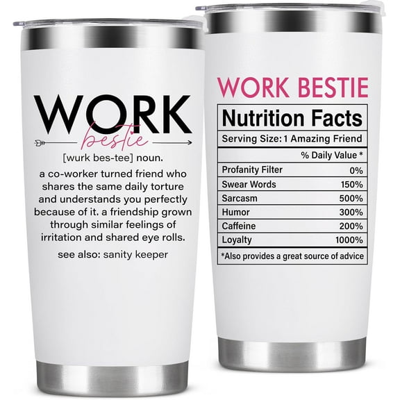 Work Bestie Gifts for Women Friend Friendship Gift for Coworker Leaving - Unique Present Ideas for Going Away, Goodbye, Farewell Party – 20oz Tumbler