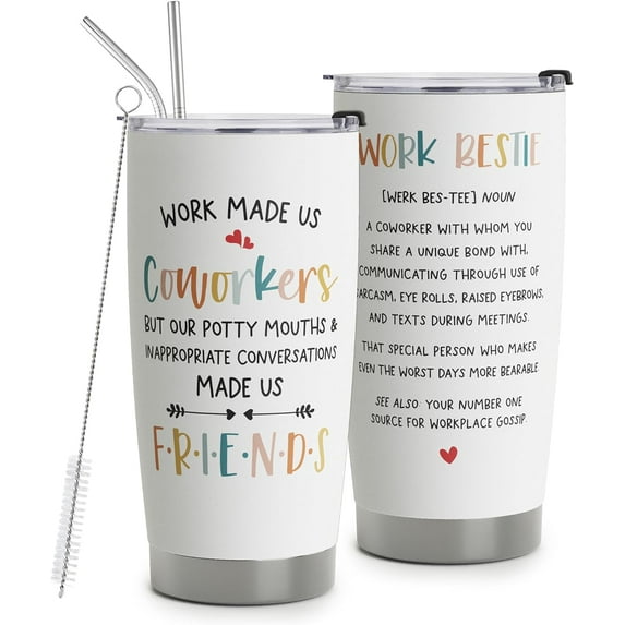 Work Bestie Gifts for Women - Stainless Steel Tumbler Cup 20oz for Work Best Friend - Bestfriend Birthday Gifts - Presents for Work Bestie