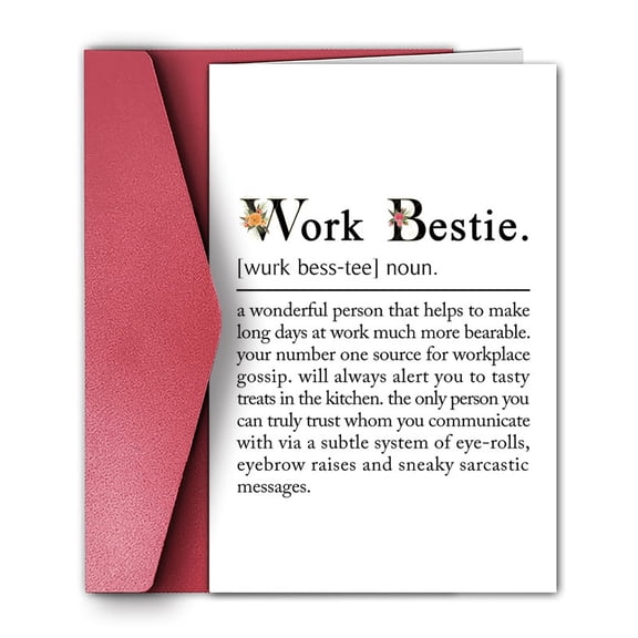 Work Bestie Greeting Card  Funny Definition Card for Coworkers  Blank Inside with Envelope  Perfect Gift for Office Friends and Work Relationships