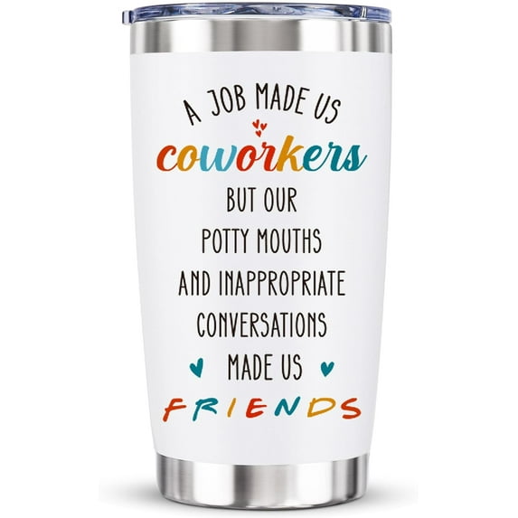 Work Besties Gifts for Women Coworker - Job Made Us Coworker, Funny, Going Away, Farewell, Leaving, Retirement, Friendship, Christmas Gift for Work Mom Bestie, 20 Oz Vacuum Insulated Tumbler